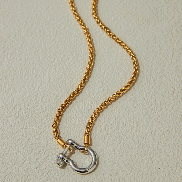 J&D 18K Stainless Steel Tarnish Free Hypoallergenic Classic Keel Chain Gold Chain Steel Buckle Necklace