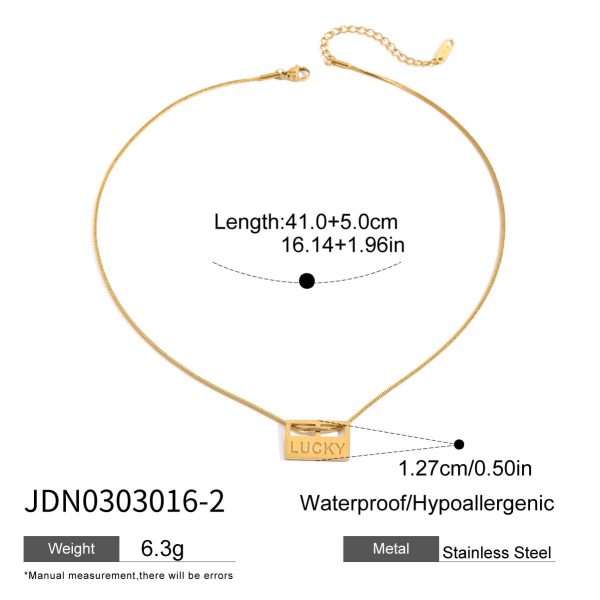 J&D Modern 18k Gold Stainless Steel Pendant Necklace Lucky Charm Envelop High Polished Fashion Jewelry - Image 3