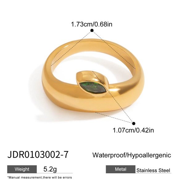 JD Designer Leaf Ring for Women, 18K Gold Stainless Steel with Zircon, Stackable Minimalist Apple Leaf Ring Size 7 - Image 3